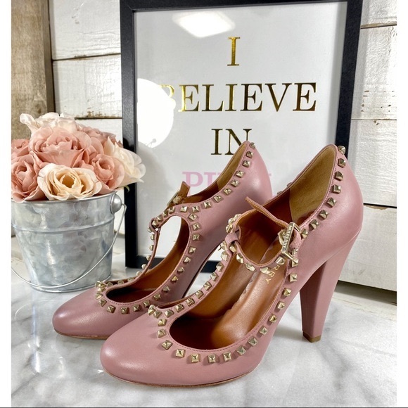 Mauve Pink Character Studded Heels - Picture 1 of 3
